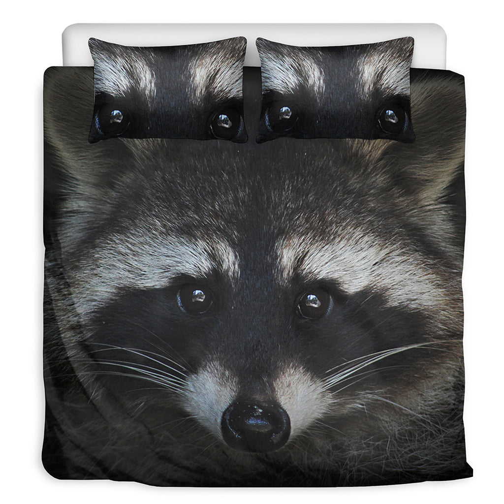 Raccoon Portrait Print Duvet Cover Bedding Set