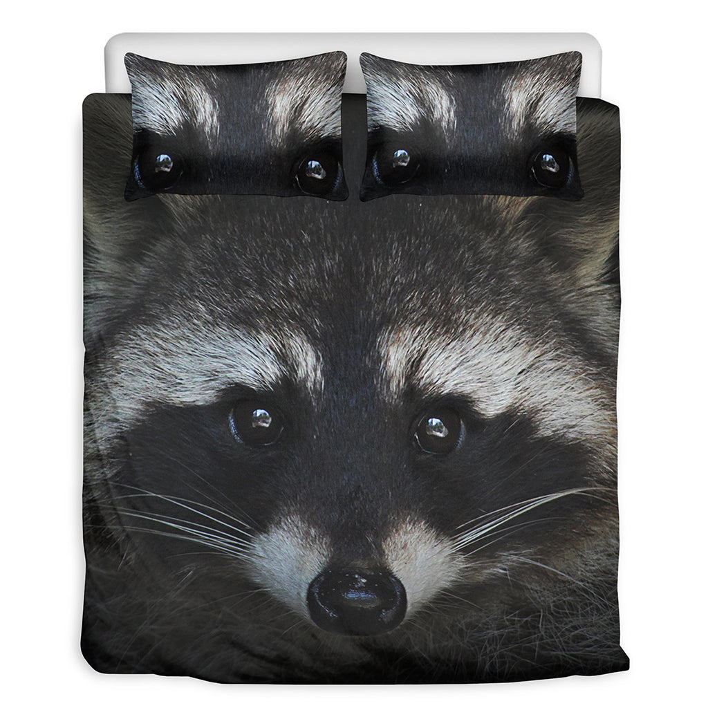 Raccoon Portrait Print Duvet Cover Bedding Set