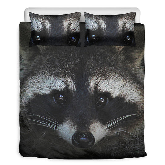 Raccoon Portrait Print Duvet Cover Bedding Set