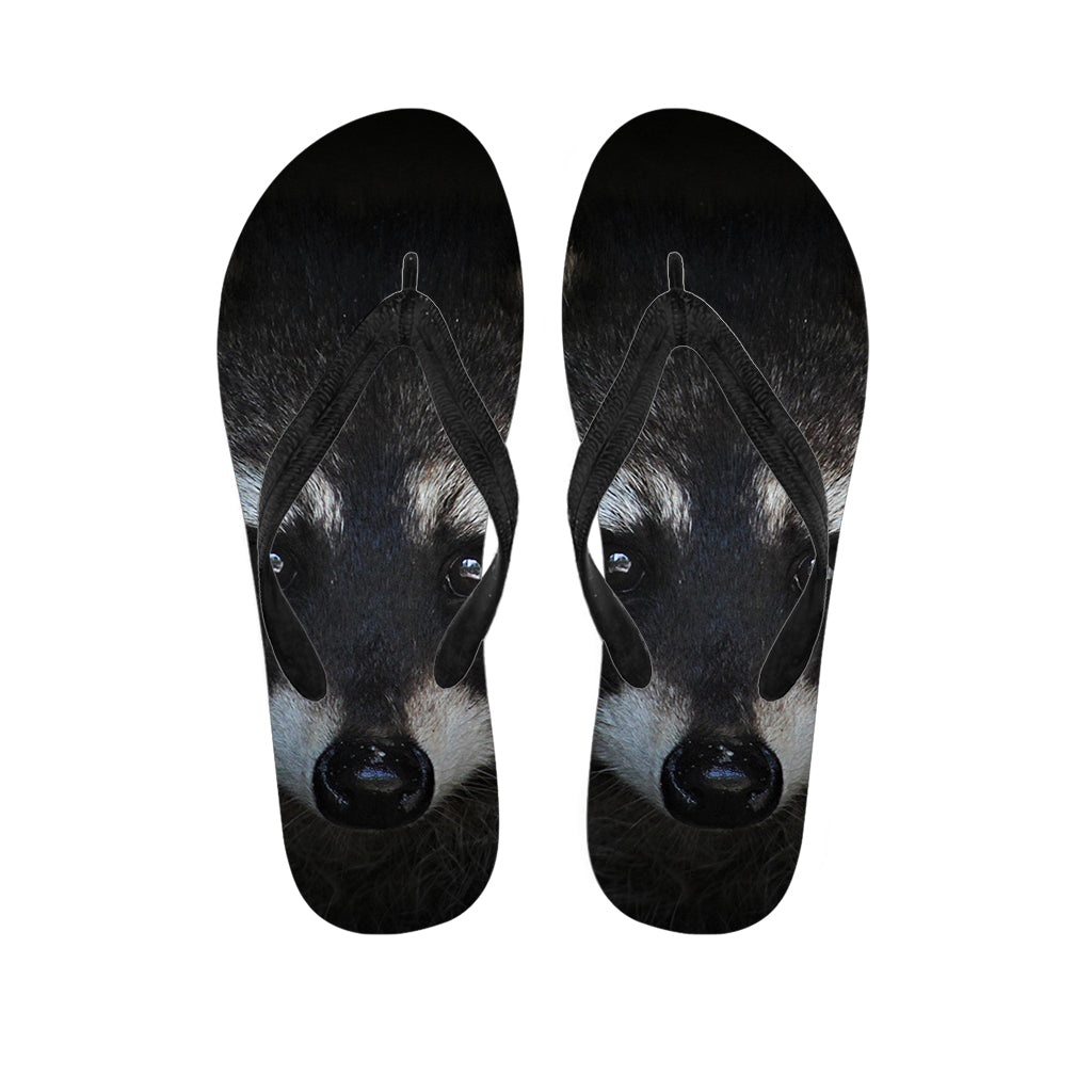 Raccoon Portrait Print Flip Flops