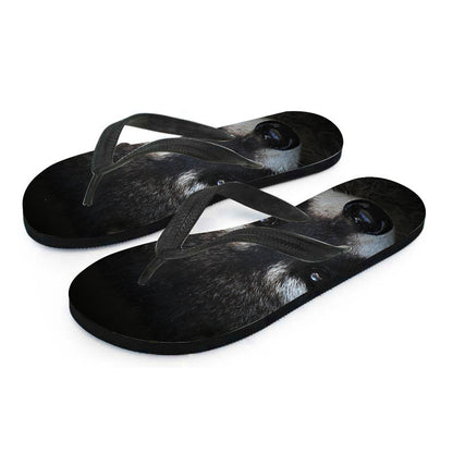 Raccoon Portrait Print Flip Flops