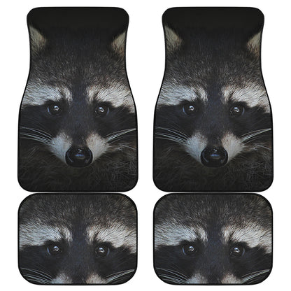 Raccoon Portrait Print Front and Back Car Floor Mats