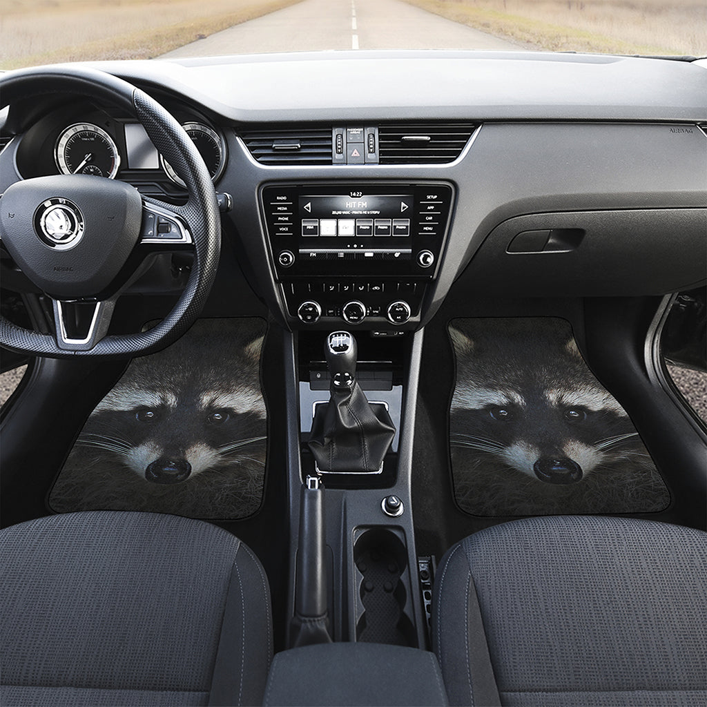 Raccoon Portrait Print Front and Back Car Floor Mats