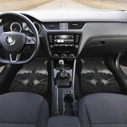 Raccoon Portrait Print Front and Back Car Floor Mats