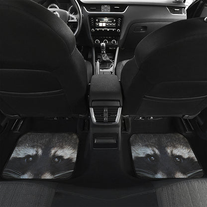 Raccoon Portrait Print Front and Back Car Floor Mats
