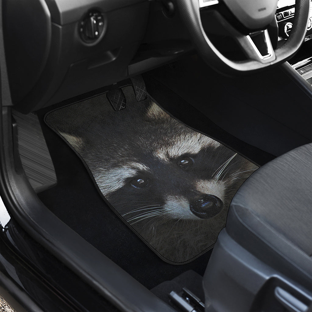 Raccoon Portrait Print Front and Back Car Floor Mats