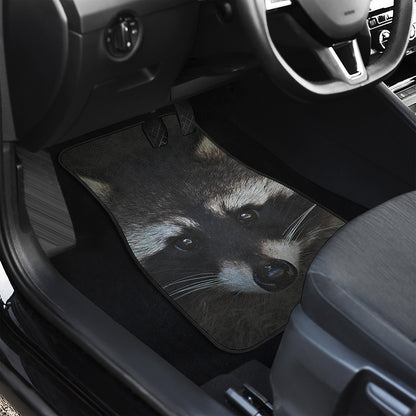 Raccoon Portrait Print Front and Back Car Floor Mats