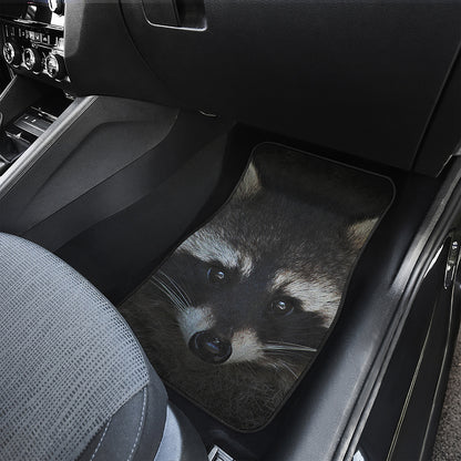 Raccoon Portrait Print Front and Back Car Floor Mats