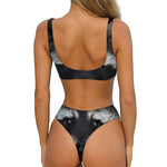 Raccoon Portrait Print Front Bow Tie Bikini