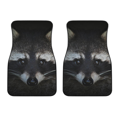 Raccoon Portrait Print Front Car Floor Mats