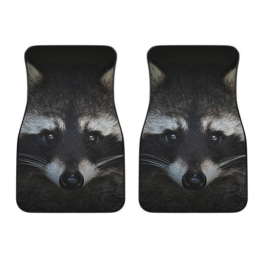 Raccoon Portrait Print Front Car Floor Mats