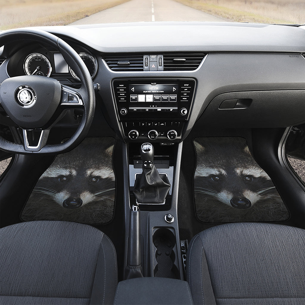 Raccoon Portrait Print Front Car Floor Mats