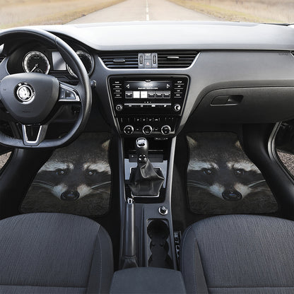 Raccoon Portrait Print Front Car Floor Mats