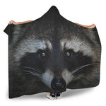 Raccoon Portrait Print Hooded Blanket