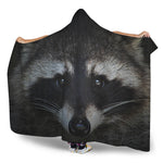 Raccoon Portrait Print Hooded Blanket