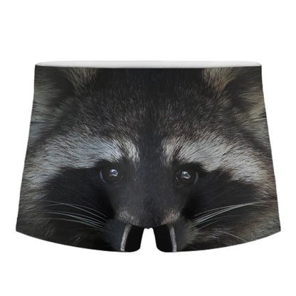 Raccoon Portrait Print Men's Boxer Briefs