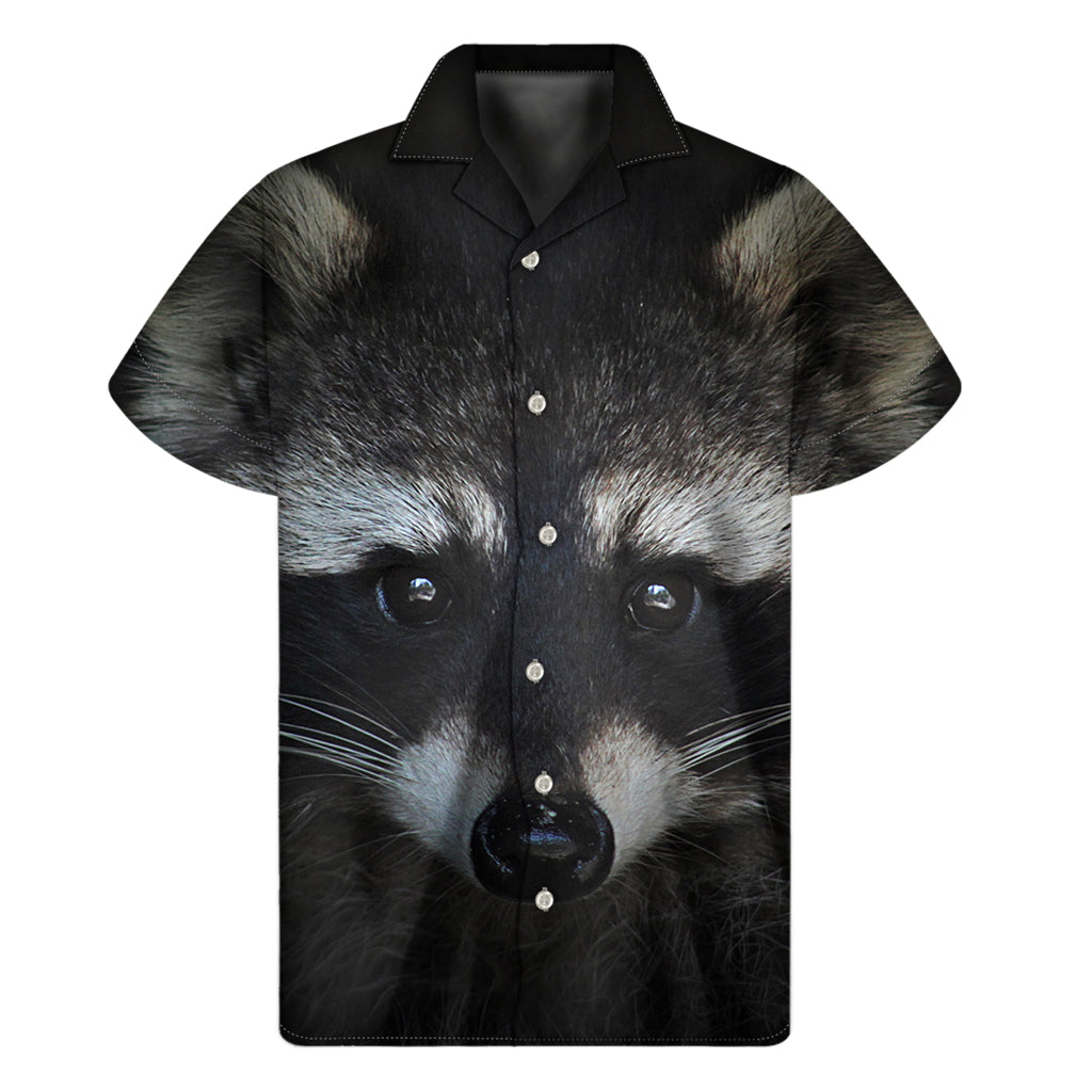 Raccoon Portrait Print Men's Short Sleeve Shirt