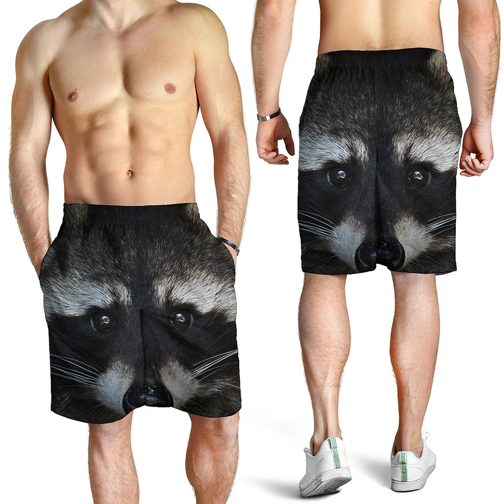 Raccoon Portrait Print Men's Shorts