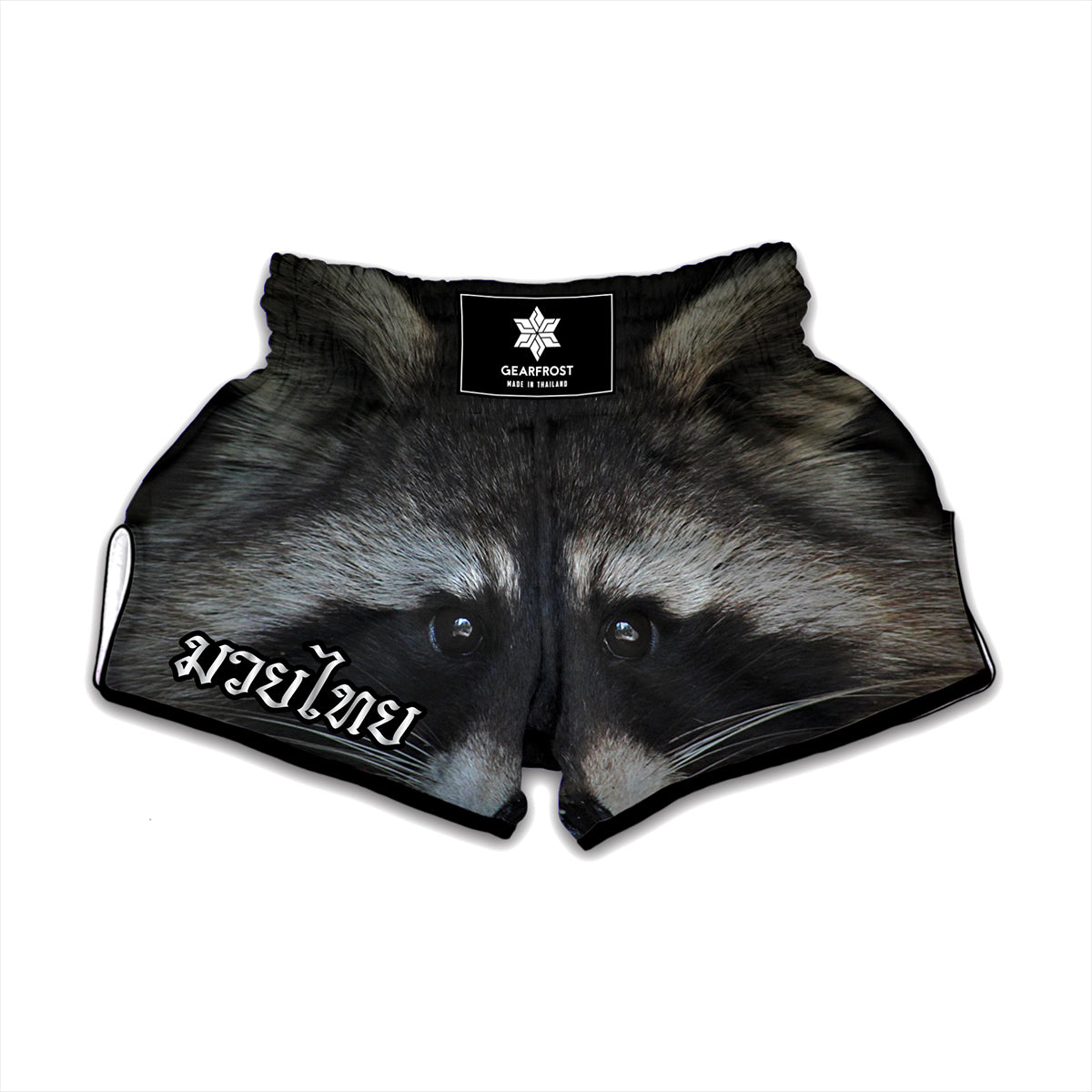 Raccoon Portrait Print Muay Thai Boxing Shorts