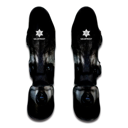 Raccoon Portrait Print Muay Thai Shin Guard