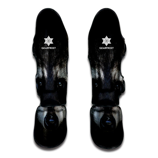 Raccoon Portrait Print Muay Thai Shin Guard