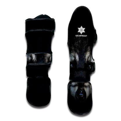 Raccoon Portrait Print Muay Thai Shin Guard