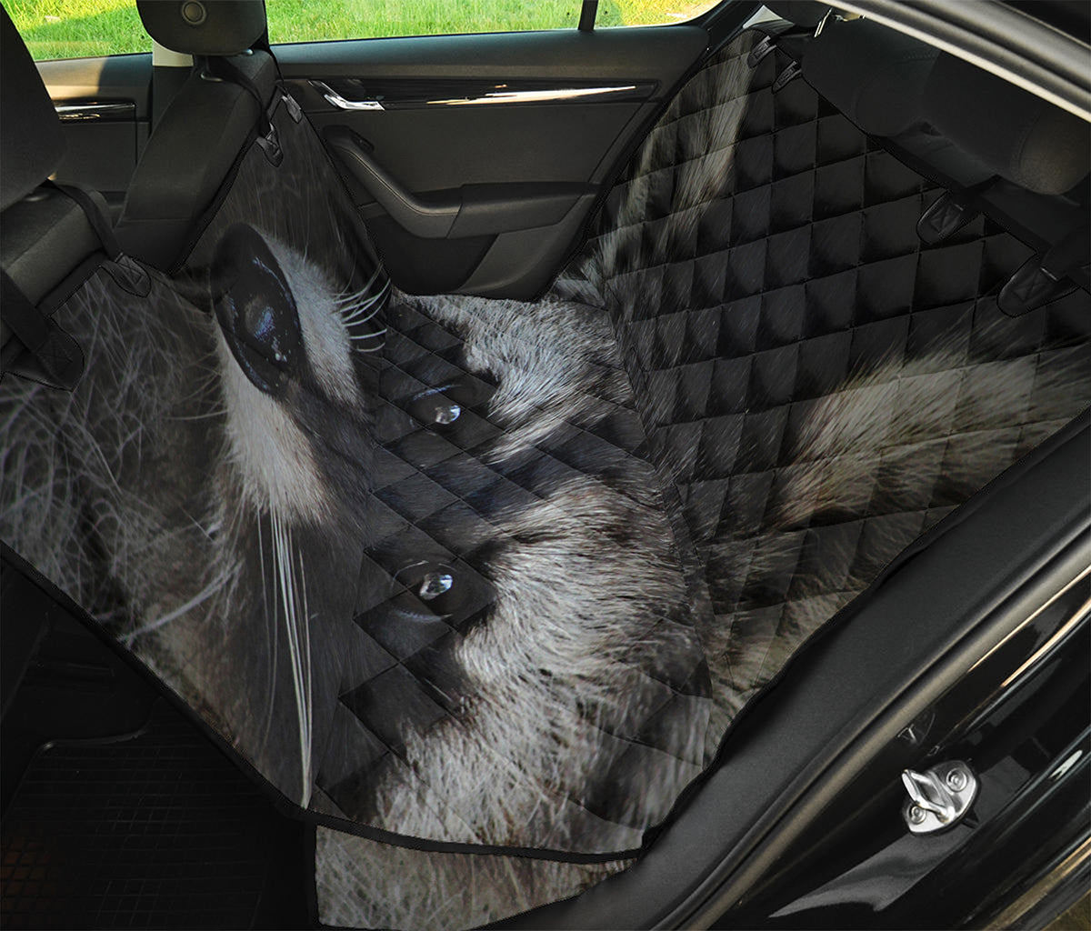 Raccoon Portrait Print Pet Car Back Seat Cover