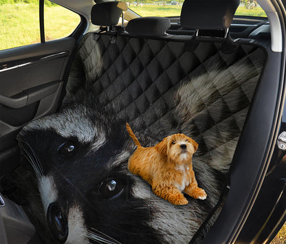 Raccoon Portrait Print Pet Car Back Seat Cover