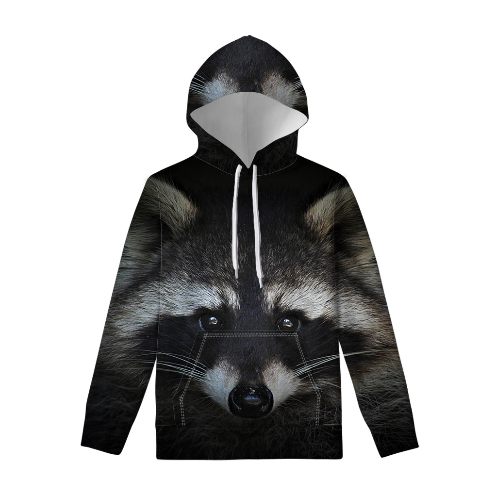 Raccoon Portrait Print Pullover Hoodie