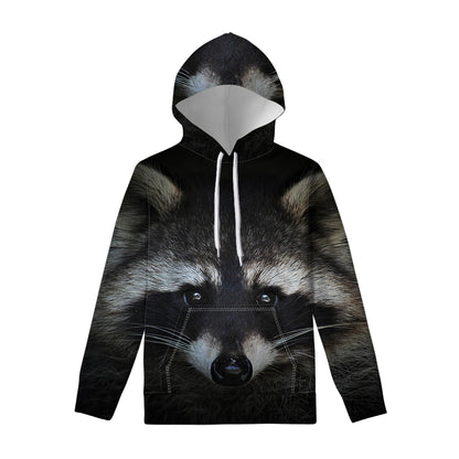 Raccoon Portrait Print Pullover Hoodie