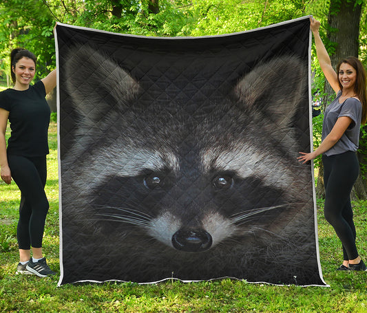Raccoon Portrait Print Quilt