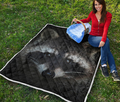 Raccoon Portrait Print Quilt
