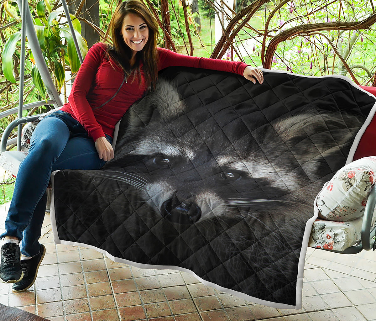 Raccoon Portrait Print Quilt