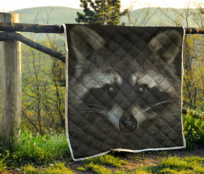 Raccoon Portrait Print Quilt