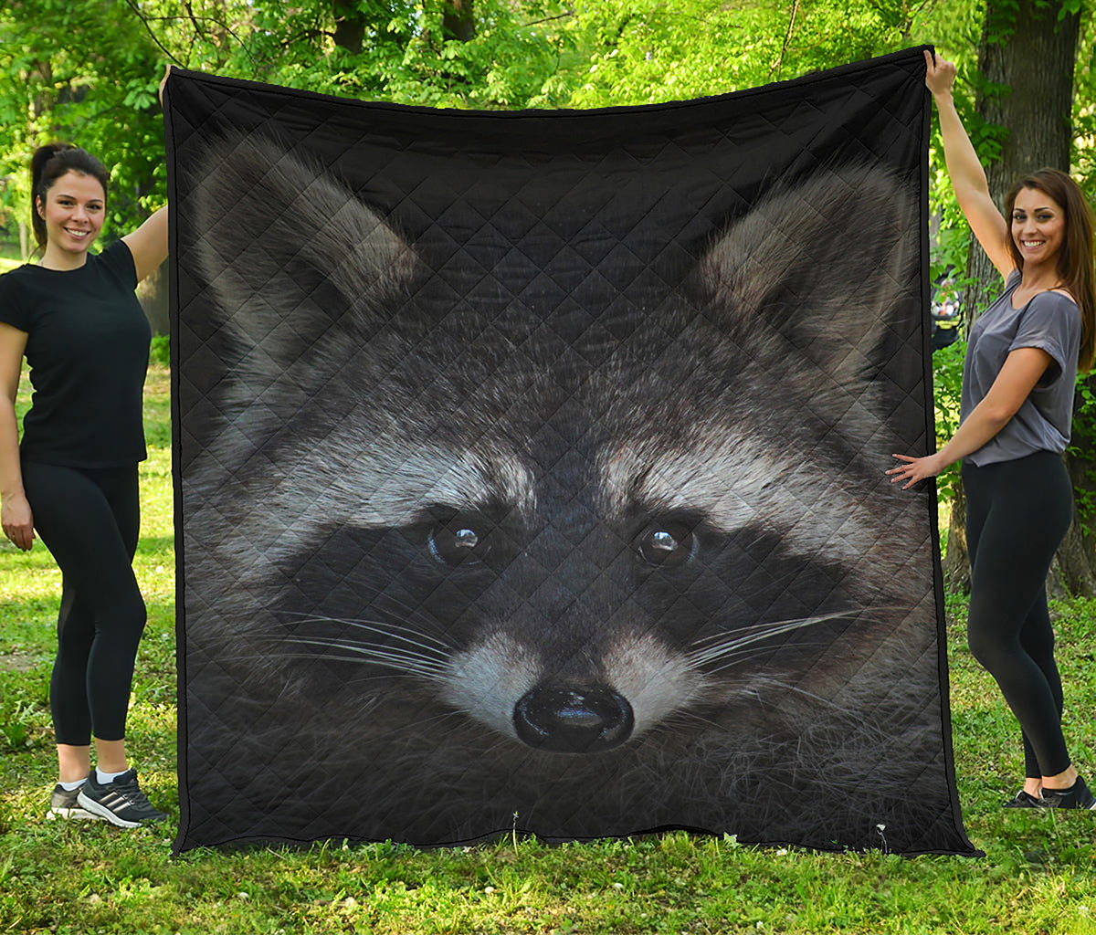 Raccoon Portrait Print Quilt