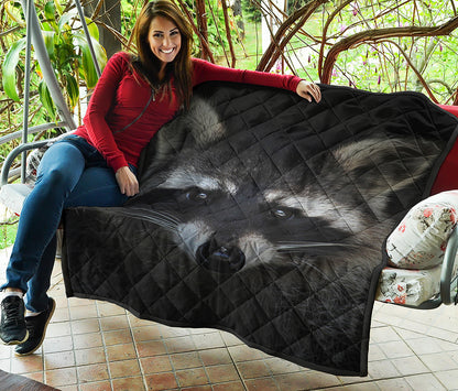 Raccoon Portrait Print Quilt