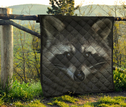 Raccoon Portrait Print Quilt