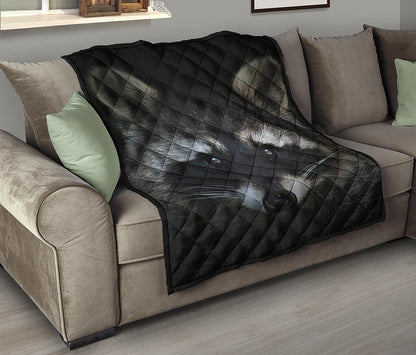 Raccoon Portrait Print Quilt