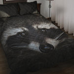 Raccoon Portrait Print Quilt Bed Set