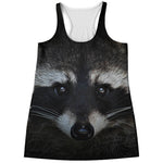 Raccoon Portrait Print Women's Racerback Tank Top
