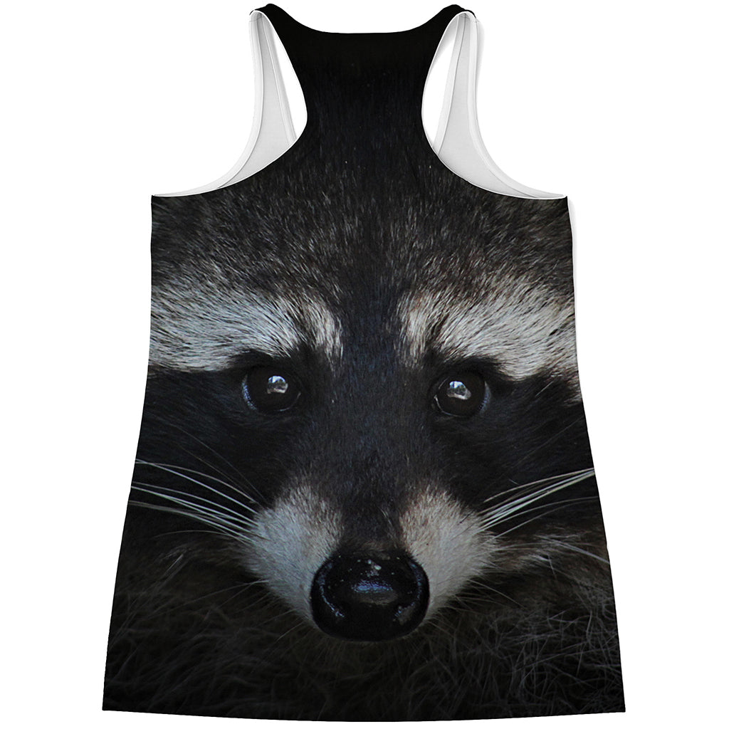 Raccoon Portrait Print Women's Racerback Tank Top