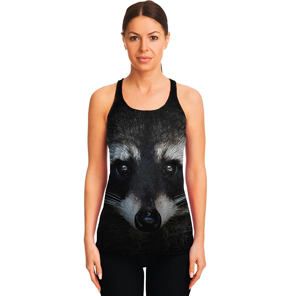 Raccoon Portrait Print Women's Racerback Tank Top