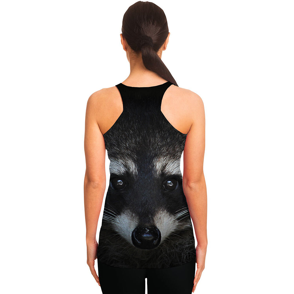 Raccoon Portrait Print Women's Racerback Tank Top