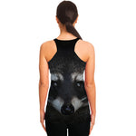 Raccoon Portrait Print Women's Racerback Tank Top