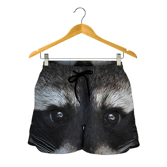 Raccoon Portrait Print Women's Shorts