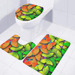 Rainbow Butterfly Pattern Print 3 Piece Bath Mat Set