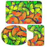 Rainbow Butterfly Pattern Print 3 Piece Bath Mat Set