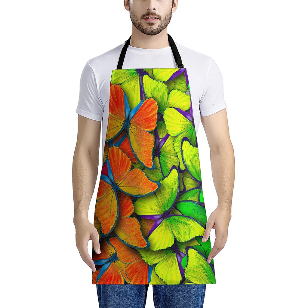 Rainbow Butterfly Pattern Print Apron