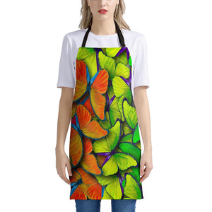 Rainbow Butterfly Pattern Print Apron