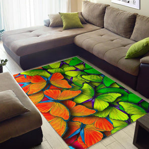 Rainbow Butterfly Pattern Print Area Rug GearFrost